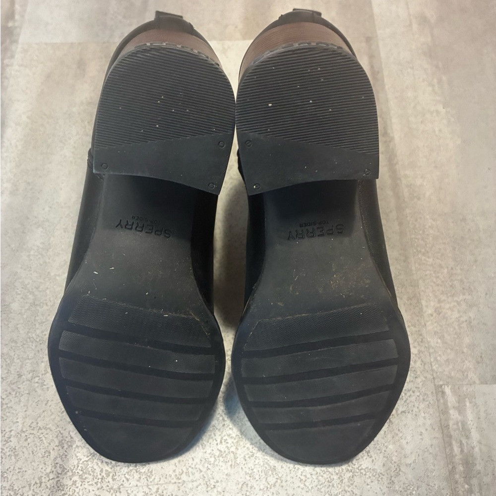 Sperry Black Side-Zip Leather-Look Ankle Booties - Picture 3 of 7